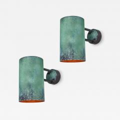 Hans Agne Jakobsson Pair of Large Hans Agne Jakobsson C 627 Rulle Verdigris Outdoor Sconces - 3101051