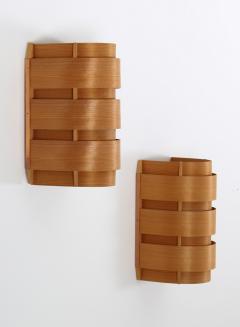 Hans Agne Jakobsson Pair of Scandinavian Sconces V155 in Pine and Copper by Hans Agne Jakobsson - 803846