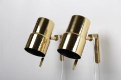 Hans Agne Jakobsson Pair of Scandinavian Wall Lamps in Brass Nicke by Hans Agne Jakobsson - 902346