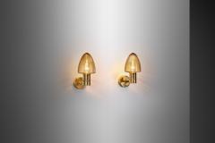 Hans Agne Jakobsson Pair of V 220 Brass Wall Sconces by Hans Agne Jakobsson Sweden 1960s - 3654612