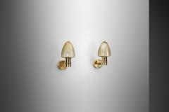 Hans Agne Jakobsson Pair of V 220 Brass Wall Sconces by Hans Agne Jakobsson Sweden 1960s - 3654613