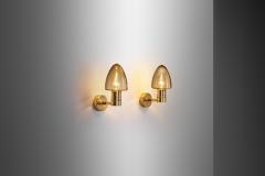 Hans Agne Jakobsson Pair of V 220 Brass Wall Sconces by Hans Agne Jakobsson Sweden 1960s - 3654616