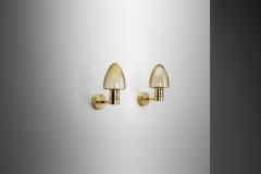 Hans Agne Jakobsson Pair of V 220 Brass Wall Sconces by Hans Agne Jakobsson Sweden 1960s - 3654617