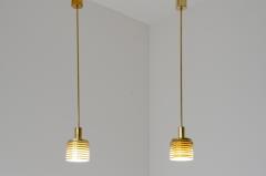 Hans Agne Jakobsson Pair of ceiling lamps made of brass laminated shade  - 2776692