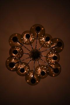 Hans Agne Jakobsson Scandinavian Modern Ceiling Lamp in Brass Glass by Hans Agne Jakobsson 1960s - 4744216