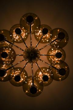 Hans Agne Jakobsson Scandinavian Modern Ceiling Lamp in Brass Glass by Hans Agne Jakobsson 1960s - 4744218