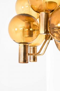 Hans Agne Jakobsson Scandinavian Modern Ceiling Lamp in Brass Glass by Hans Agne Jakobsson 1960s - 4744219