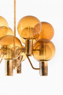 Hans Agne Jakobsson Scandinavian Modern Ceiling Lamp in Brass Glass by Hans Agne Jakobsson 1960s - 4744225