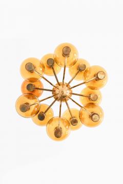 Hans Agne Jakobsson Scandinavian Modern Ceiling Lamp in Brass Glass by Hans Agne Jakobsson 1960s - 4744226
