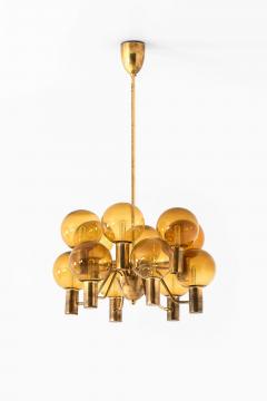 Hans Agne Jakobsson Scandinavian Modern Ceiling Lamp in Brass Glass by Hans Agne Jakobsson 1960s - 4744227