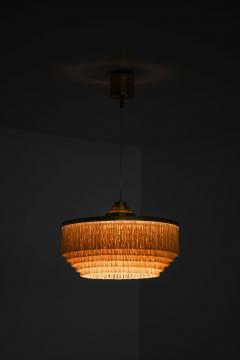 Hans Agne Jakobsson Scandinavian Modern Ceiling Lamp in Brass Silk by Hans Agne Jakobsson 1960s - 4663777