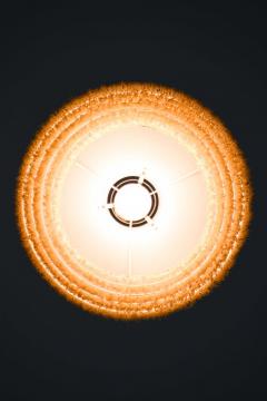 Hans Agne Jakobsson Scandinavian Modern Ceiling Lamp in Brass Silk by Hans Agne Jakobsson 1960s - 4663778