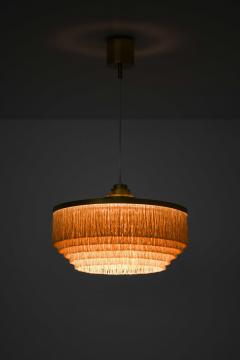 Hans Agne Jakobsson Scandinavian Modern Ceiling Lamp in Brass Silk by Hans Agne Jakobsson 1960s - 4663797