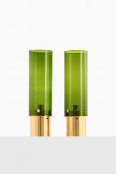 Hans Agne Jakobsson Set of 2 Candlesticks in Brass and Glass by Hans Agne Jakobsson 1960s - 4506781