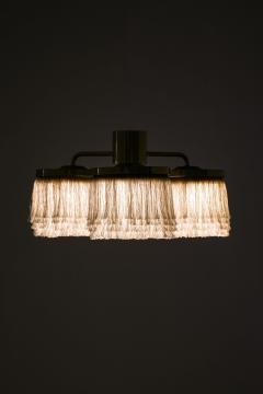 Hans Agne Jakobsson Set of 2 Ceiling Lamps in Brass and Silk by Hans Agne Jakobsson 1960s - 4549641