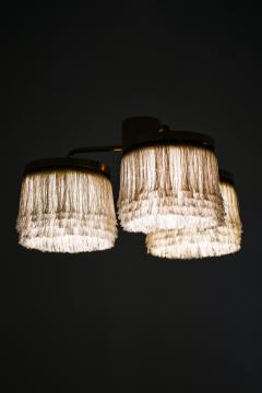 Hans Agne Jakobsson Set of 2 Ceiling Lamps in Brass and Silk by Hans Agne Jakobsson 1960s - 4549678