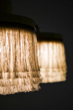 Hans Agne Jakobsson Set of 2 Ceiling Lamps in Brass and Silk by Hans Agne Jakobsson 1960s - 4549679