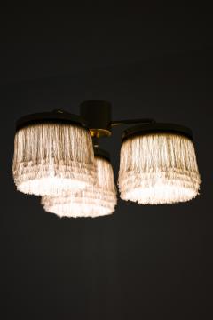 Hans Agne Jakobsson Set of 2 Ceiling Lamps in Brass and Silk by Hans Agne Jakobsson 1960s - 4549680