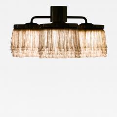 Hans Agne Jakobsson Set of 2 Ceiling Lamps in Brass and Silk by Hans Agne Jakobsson 1960s - 4553393