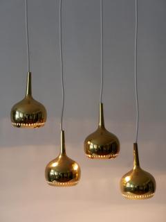 Hans Agne Jakobsson Set of Four Mid Century Modern Brass Pendant Lamp or Hanging Lights Sweden 1960s - 3916297