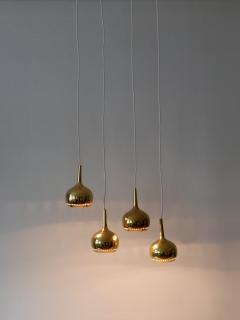 Hans Agne Jakobsson Set of Four Mid Century Modern Brass Pendant Lamp or Hanging Lights Sweden 1960s - 3916299