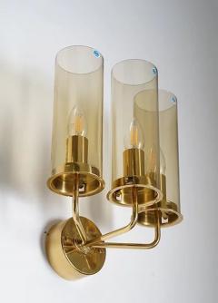 Hans Agne Jakobsson Swedish Midcentury Wall Lamps in Brass and Glass by Hans Agne Jakobsson - 2575641