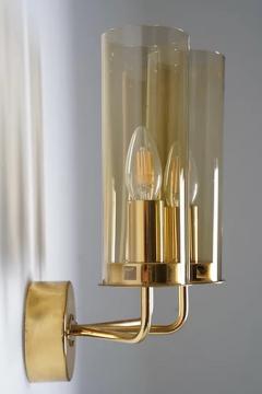 Hans Agne Jakobsson Swedish Midcentury Wall Lamps in Brass and Glass by Hans Agne Jakobsson - 2575654