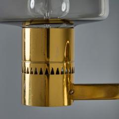 Hans Agnes Jokobsson 1960s Hans Agne Jakobsson Model V 220 Brass Glass Sconce for Markaryd  - 3919589