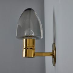 Hans Agnes Jokobsson 1960s Hans Agne Jakobsson Model V 220 Brass Glass Sconce for Markaryd  - 3919592