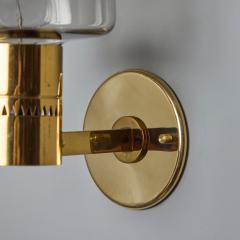 Hans Agnes Jokobsson 1960s Hans Agne Jakobsson Model V 220 Brass Glass Sconce for Markaryd  - 3919593