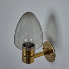 Hans Agnes Jokobsson 1960s Hans Agne Jakobsson Model V 220 Brass Glass Sconce for Markaryd  - 3919599