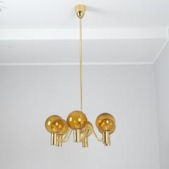 Hans Agnes Jokobsson Hans Agne Jakobsson Scandinavian Modern Brass Chandelier T372 6 AB Markaryd - 4360211
