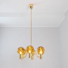Hans Agnes Jokobsson Hans Agne Jakobsson Scandinavian Modern Brass Chandelier T372 6 AB Markaryd - 4360212