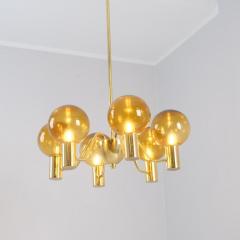 Hans Agnes Jokobsson Hans Agne Jakobsson Scandinavian Modern Brass Chandelier T372 6 AB Markaryd - 4360213