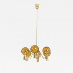 Hans Agnes Jokobsson Hans Agne Jakobsson Scandinavian Modern Brass Chandelier T372 6 AB Markaryd - 4371163