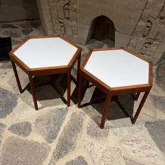 Hans Andersen 1960s Side Tables by Hans Andersen Teak and Formica Hexagon Denmark - 2903969