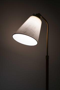 Hans Bergstr m Brass Leather Floor Lamp by Atelj Lyktan 1940s - 4621418