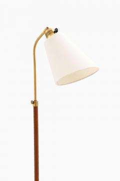 Hans Bergstr m Brass Leather Floor Lamp by Atelj Lyktan 1940s - 4621419