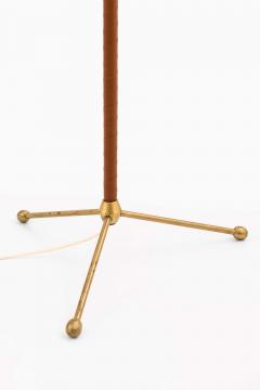 Hans Bergstr m Brass Leather Floor Lamp by Atelj Lyktan 1940s - 4621420