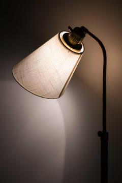 Hans Bergstr m Brass Leather Floor Lamp by Atelj Lyktan 1940s - 4621421