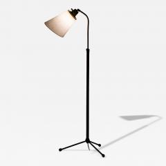 Hans Bergstr m Brass Leather Floor Lamp by Atelj Lyktan 1940s - 4621847