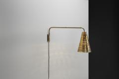 Hans Bergstr m Brass Wall Light by Hans Bergstr m Attr for Atelje Lyktan Sweden ca 1950s - 4729634