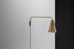 Hans Bergstr m Brass Wall Light by Hans Bergstr m Attr for Atelje Lyktan Sweden ca 1950s - 4729749