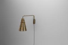 Hans Bergstr m Brass Wall Light by Hans Bergstr m Attr for Atelje Lyktan Sweden ca 1950s - 4729751
