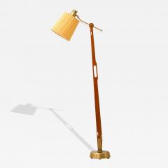 Hans Bergstr m Floor Lamp in Teak Brass and Original Lamp Shade by Hans Bergstr m 1950s - 4475708