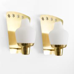 Hans Bergstr m HANS BERGSTROM BRASS SCONCES OPALINE SHADES ATELJ LYKTAN SWEDEN - 3414847