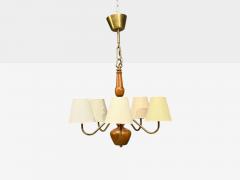 Hans Bergstr m Hans Bergstr m Attr Pendant Light Brass Wood Sweden 1920s - 4459217