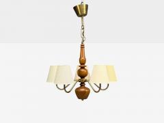 Hans Bergstr m Hans Bergstr m Attr Pendant Light Brass Wood Sweden 1920s - 4459219