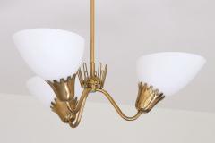 Hans Bergstr m Hans Bergstr m Attributed Three Arm Chandelier in Brass ASEA Sweden 1950s - 4154955