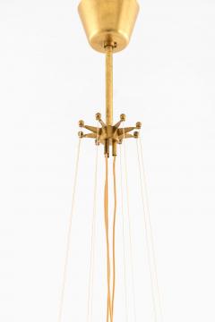 Hans Bergstr m Hans Bergstr m Brass Fabric Ceiling Lamp by ASEA 1950s - 4642782